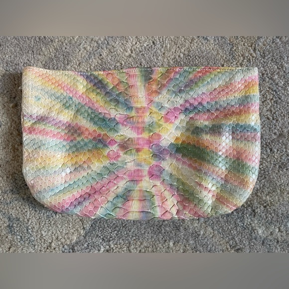 Multi color snake skin clutch new from Stacey Lapidus. - Picture 1 of 7